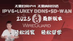 2025年WireGuard最新版通过IPV6配合Lucky反代实现回家及留学完胜所有SD-WAN-VUM星球